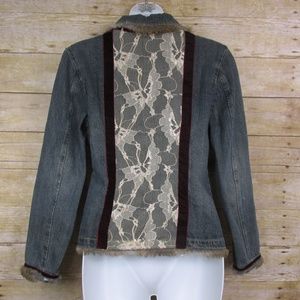 Rubber Doll Retro Denim Jacket with Lace,  Fur & Velvet